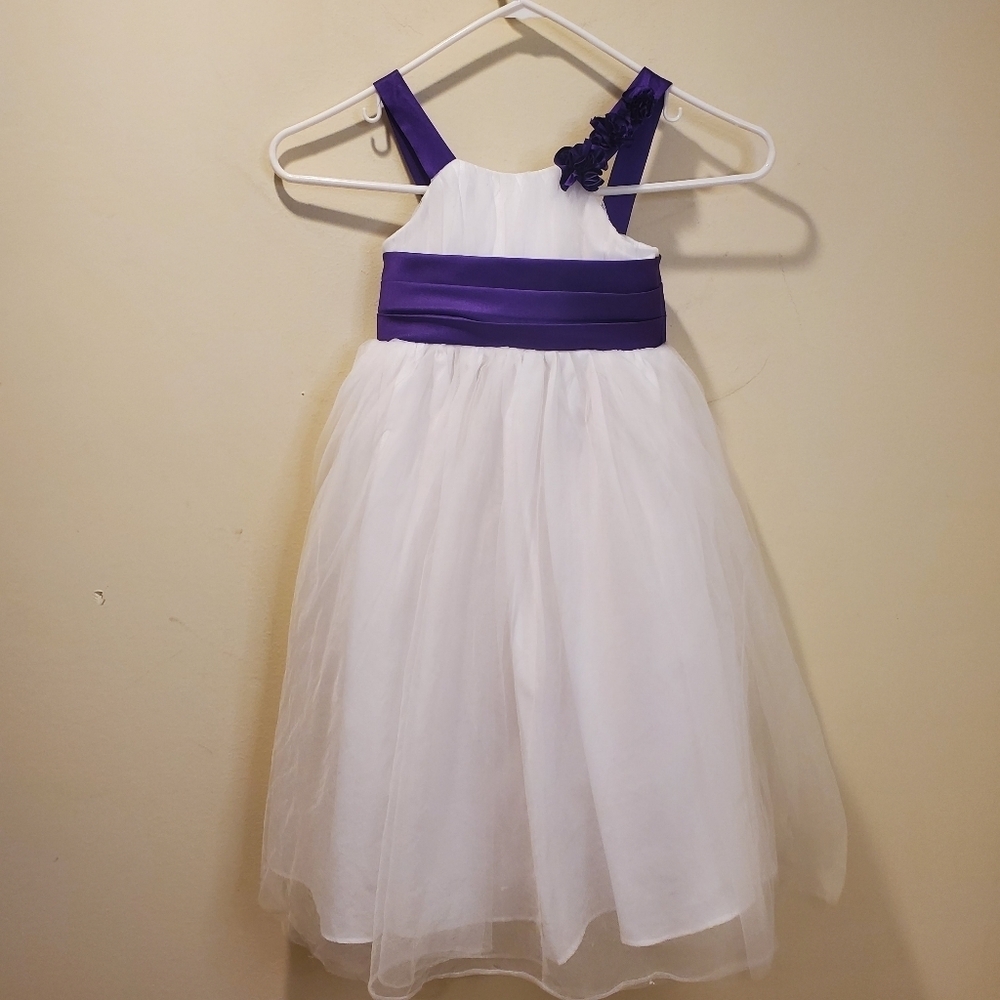 Alfred Angelo Ivory and Purple baby girl Tule  Formal dress fits 18M